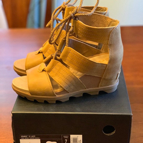 Sorel Shoes - Sorel Joanie II Lace Wedge in Camel Brown